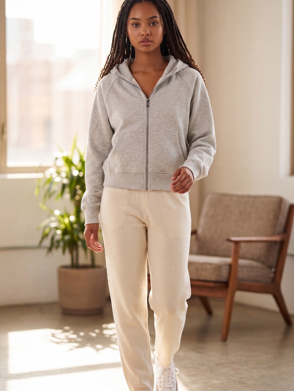 New W/O Tags Women’s Automet Heather Grey Full Zip Hoodie/Large